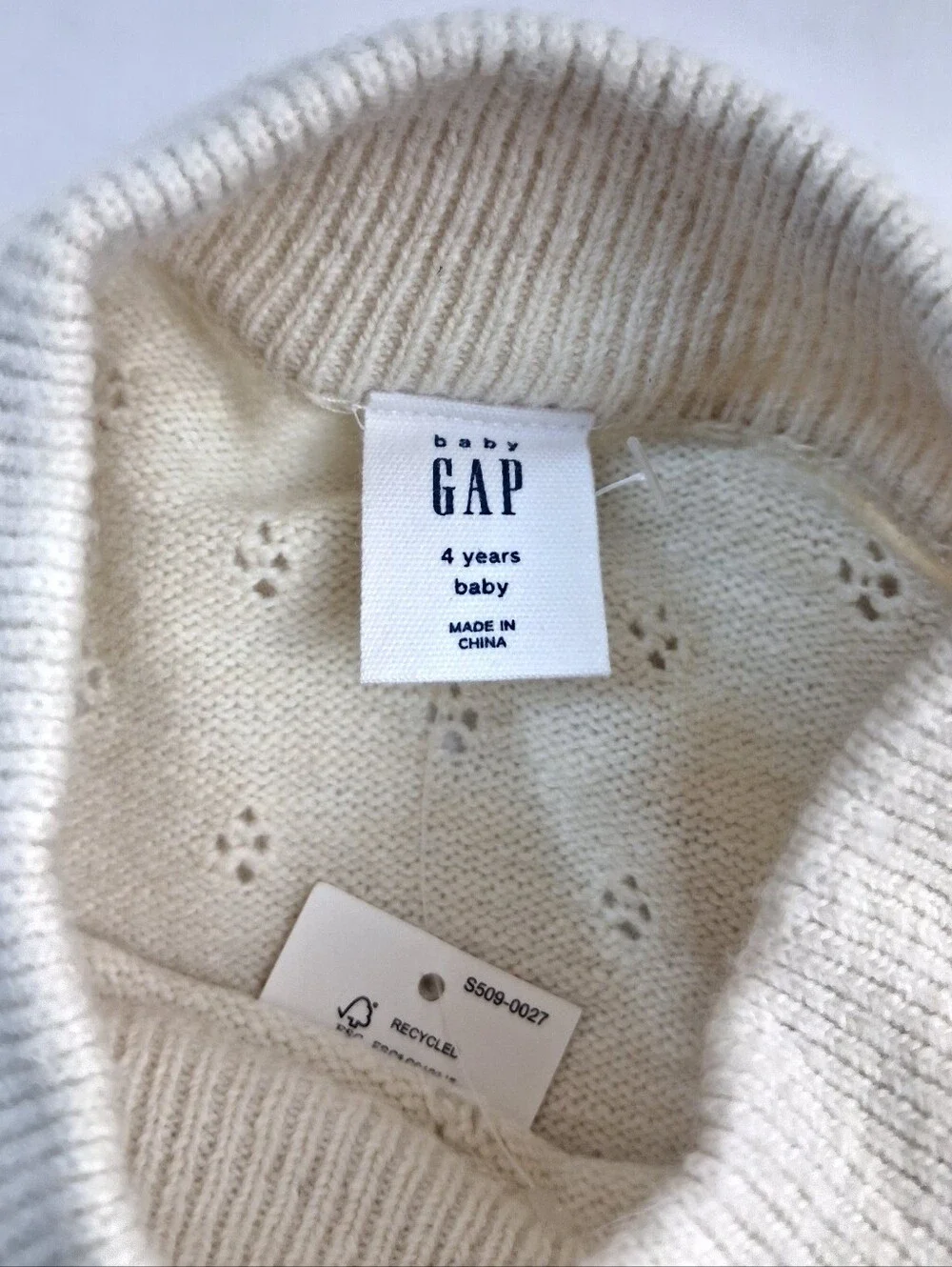 Baby Gap Beige Ruffle Pointelle Sweater